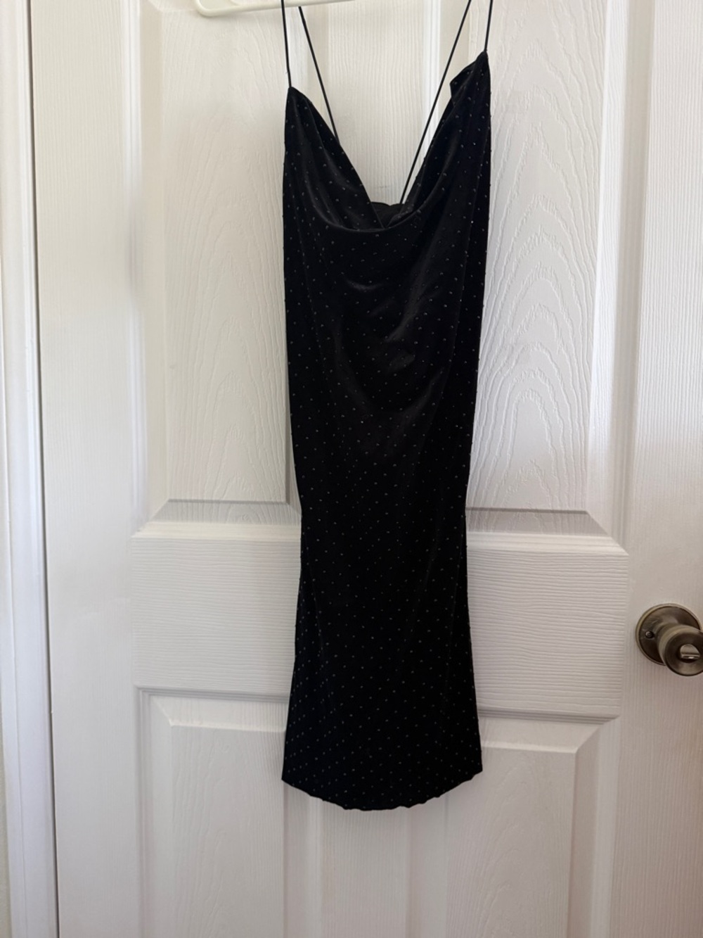 Black Spaghetti-Strap Slip Dress with Stud Detail (size large)